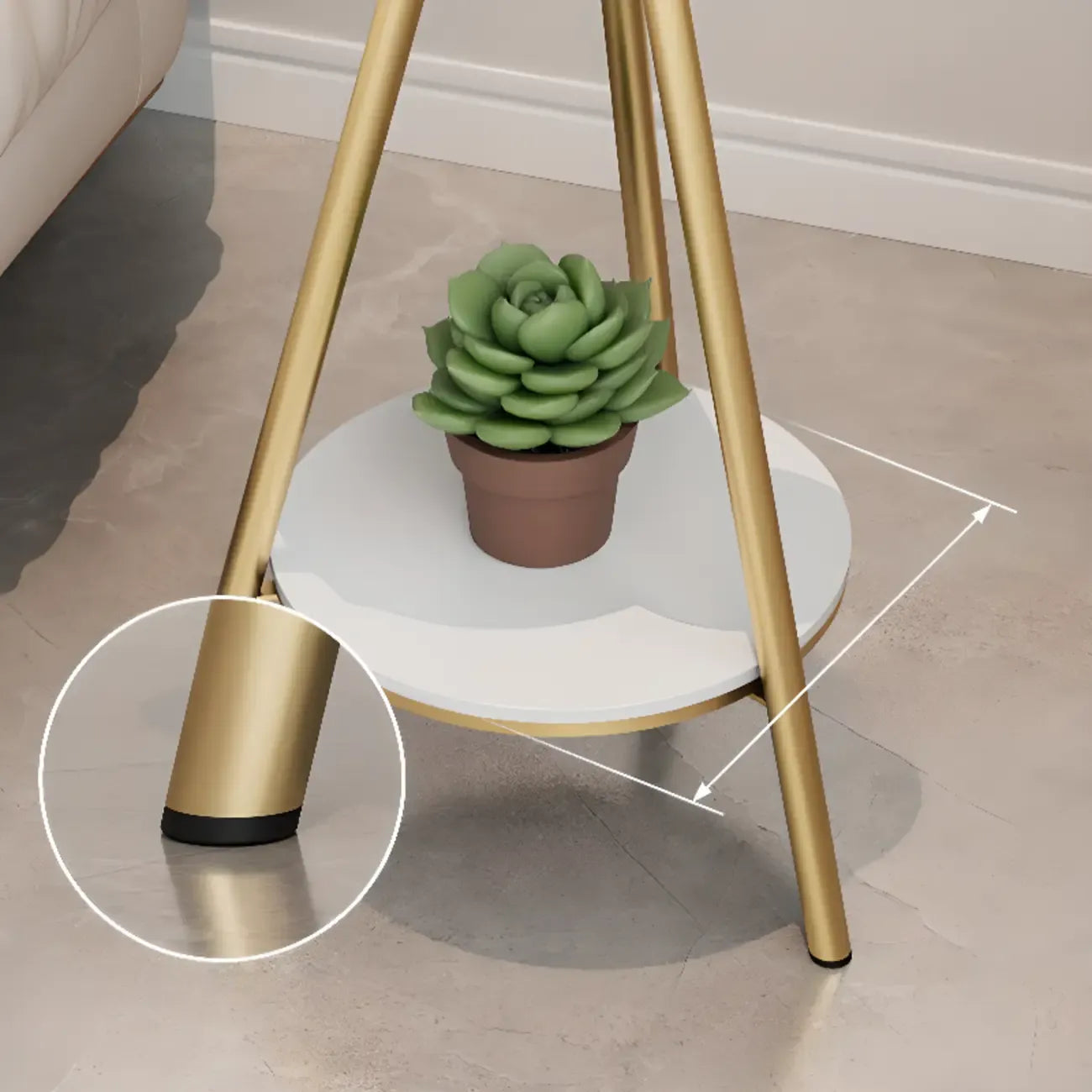 Glam Round Glass Storage End Table with Metal Legs