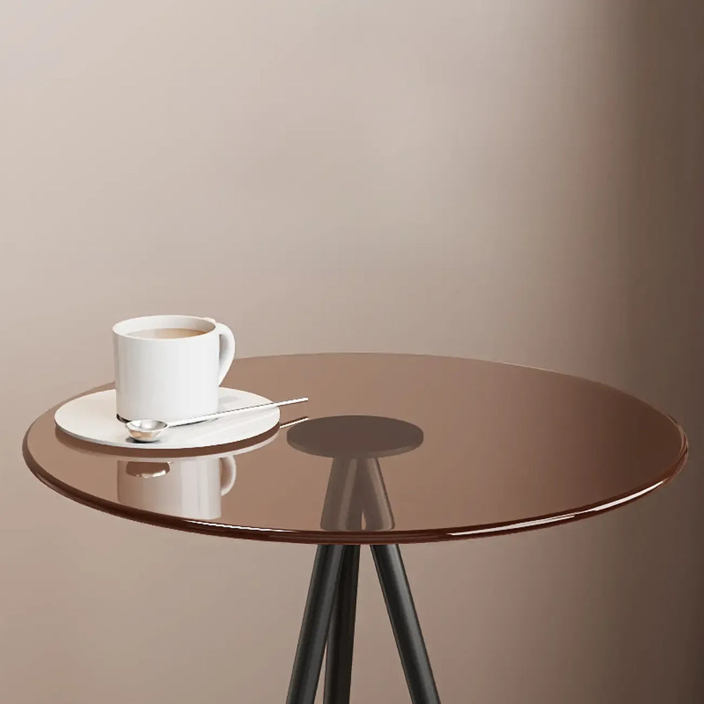Glam Round Glass Storage End Table with Metal Legs