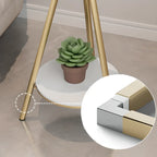 Glam Round Glass Storage End Table with Metal Legs