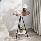 Glam Round Glass Storage End Table with Metal Legs
