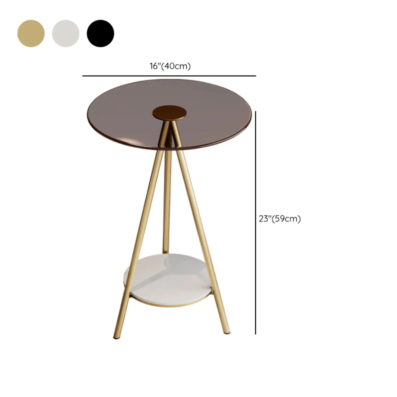 Glam Round Glass Storage End Table with Metal Legs