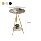 Glam Round Glass Storage End Table with Metal Legs