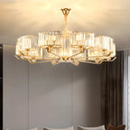 Glamorous Gold Ring Round Crystal Chandelier