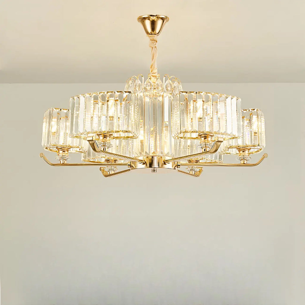 Glamorous Gold Ring Round Crystal Chandelier