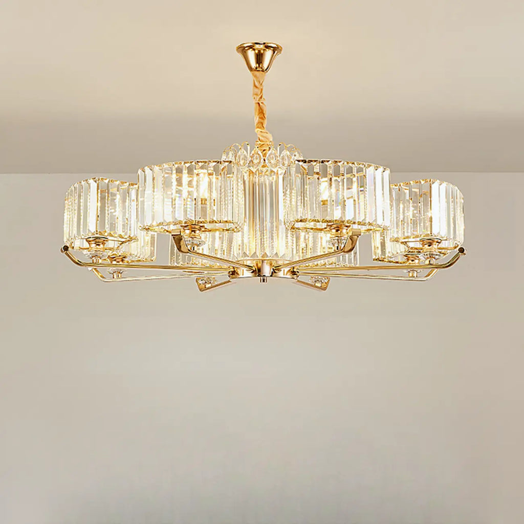 Glamorous Gold Ring Round Crystal Chandelier