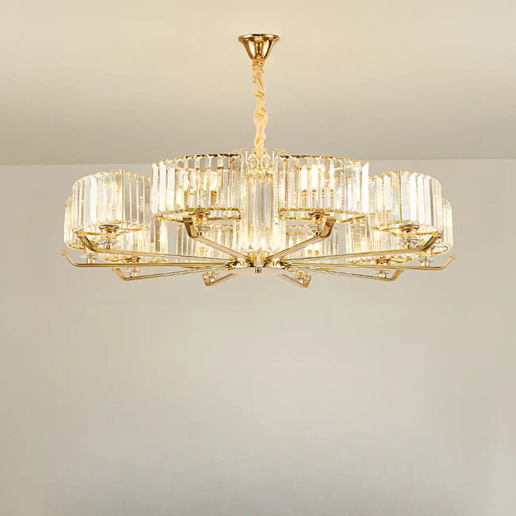 Glamorous Gold Ring Round Crystal Chandelier