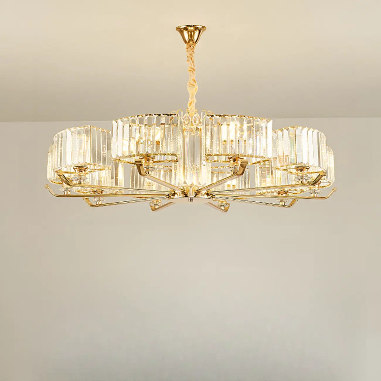 Glamorous Gold Ring Round Crystal Chandelier