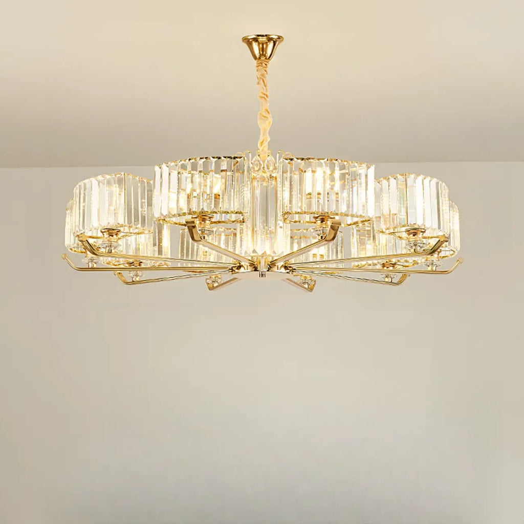 Glamorous Gold Ring Round Crystal Chandelier