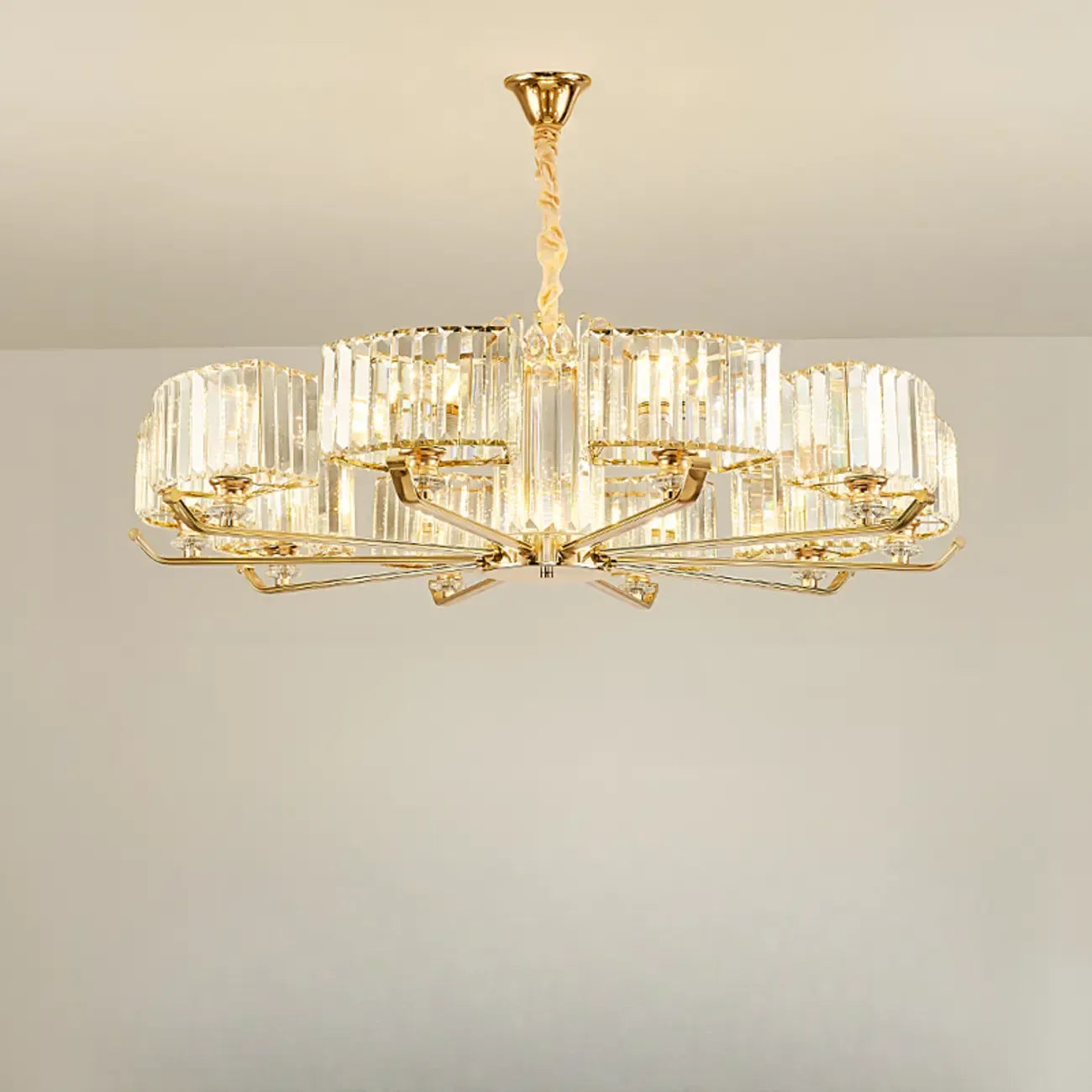 Glamorous Gold Ring Round Crystal Chandelier