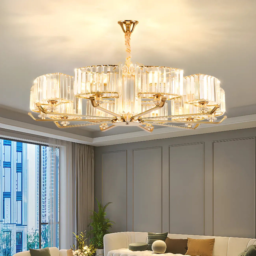 Glamorous Gold Ring Round Crystal Chandelier