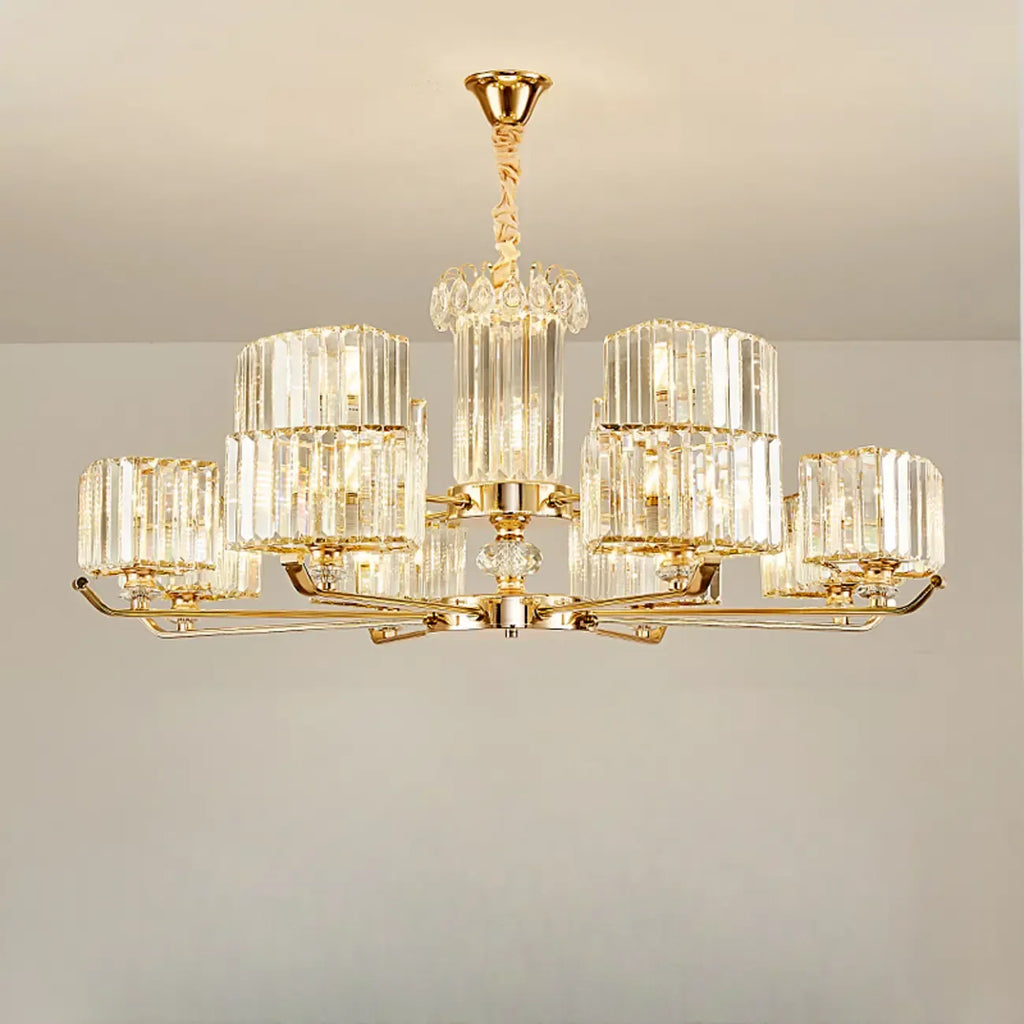 Glamorous Gold Ring Round Crystal Chandelier