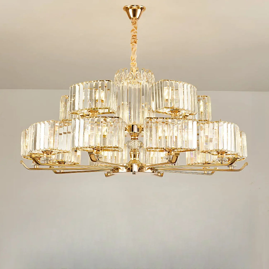 Glamorous Gold Ring Round Crystal Chandelier