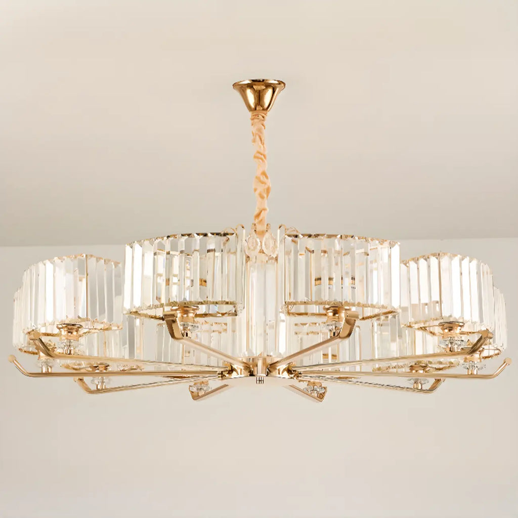 Glamorous Gold Ring Round Crystal Chandelier