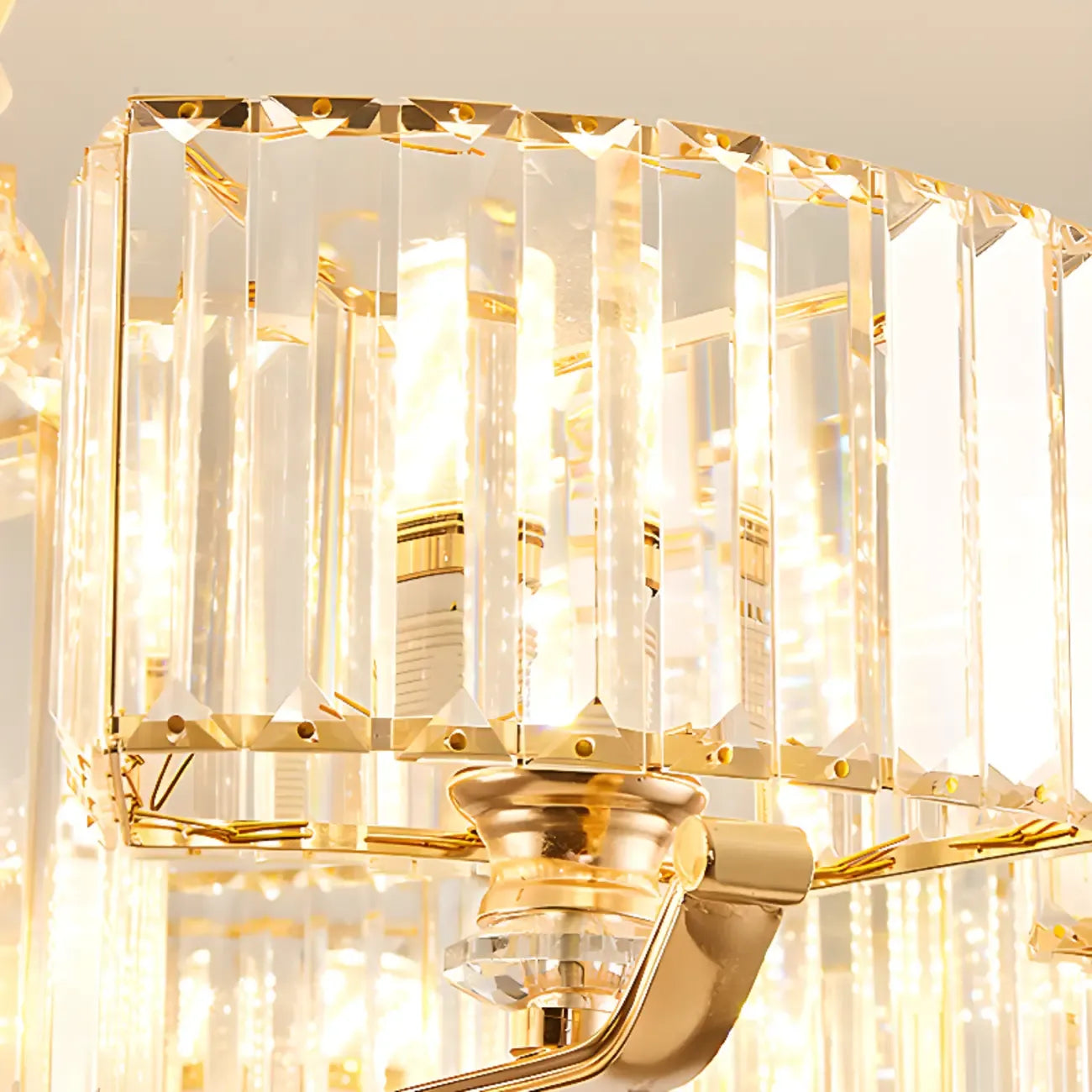 Glamorous Gold Ring Round Crystal Chandelier