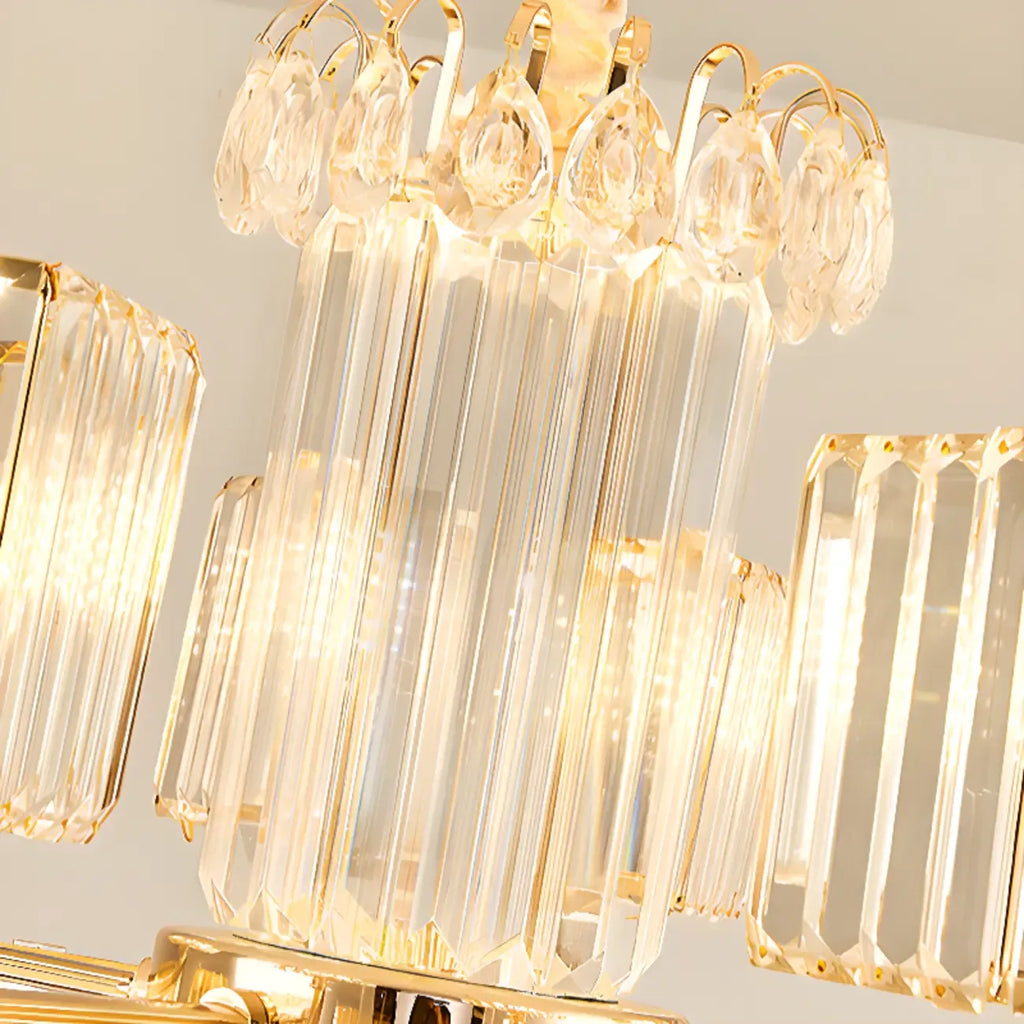 Glamorous Gold Ring Round Crystal Chandelier