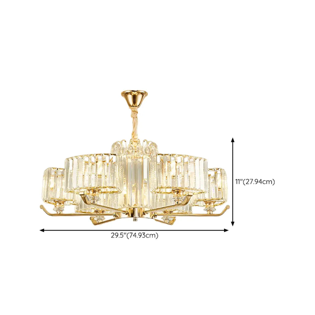 Glamorous Gold Ring Round Crystal Chandelier