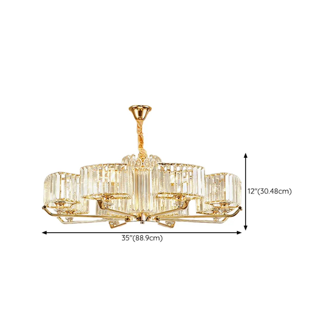 Glamorous Gold Ring Round Crystal Chandelier