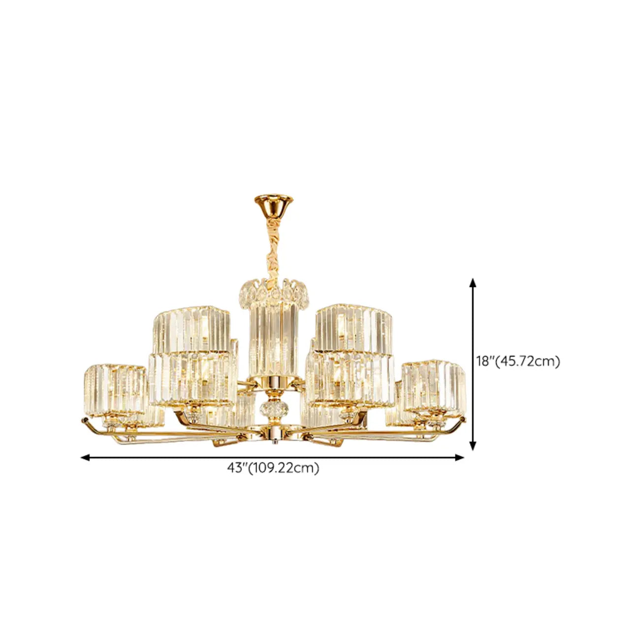 Glamorous Gold Ring Round Crystal Chandelier