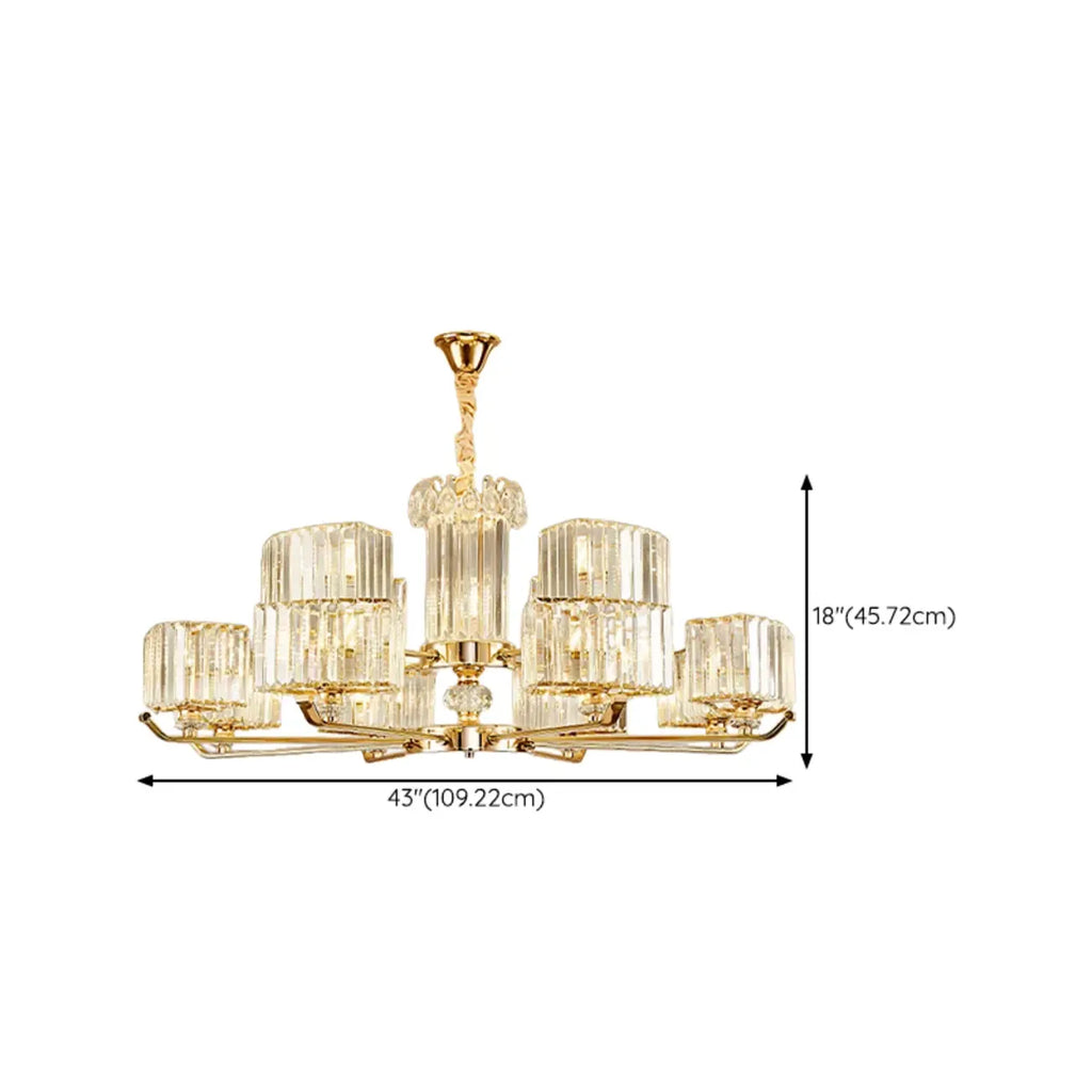 Glamorous Gold Ring Round Crystal Chandelier