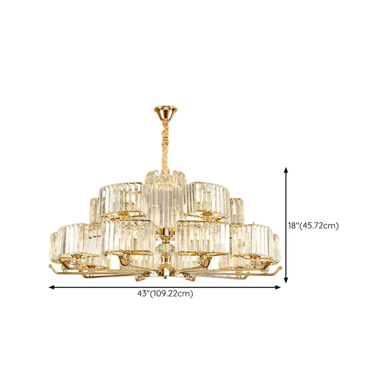Glamorous Gold Ring Round Crystal Chandelier