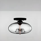 Clear Glass Drum Shade Industrial Semi Flush Mount Light