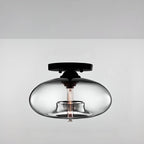 Clear Glass Drum Shade Industrial Semi Flush Mount Light