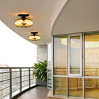 Clear Glass Drum Shade Industrial Semi Flush Mount Light