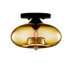 Clear Glass Drum Shade Industrial Semi Flush Mount Light