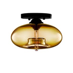 Clear Glass Drum Shade Industrial Semi Flush Mount Light