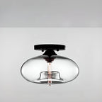 Clear Glass Drum Shade Industrial Semi Flush Mount Light