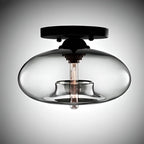 Clear Glass Drum Shade Industrial Semi Flush Mount Light