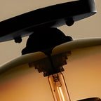 Clear Glass Drum Shade Industrial Semi Flush Mount Light