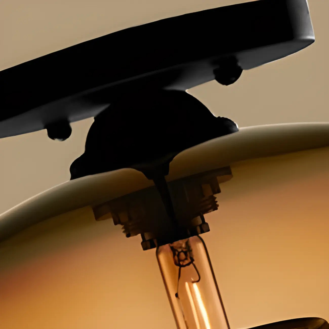 Clear Glass Drum Shade Industrial Semi Flush Mount Light