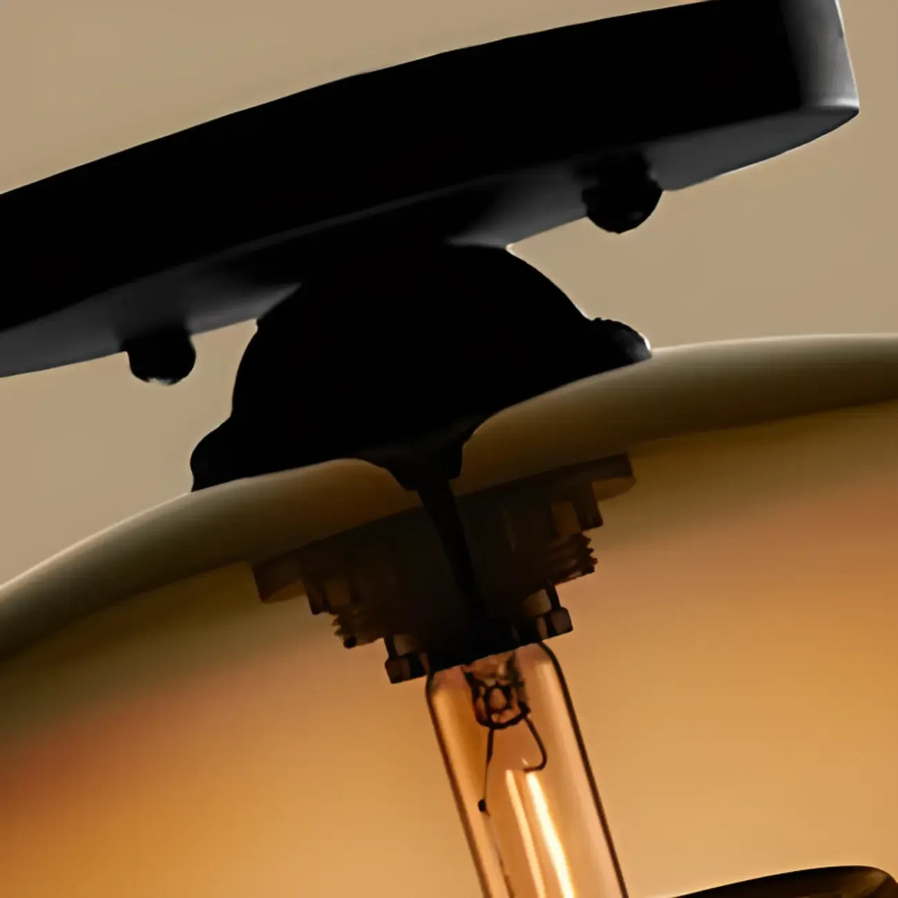 Clear Glass Drum Shade Industrial Semi Flush Mount Light