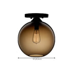 Clear Glass Drum Shade Industrial Semi Flush Mount Light