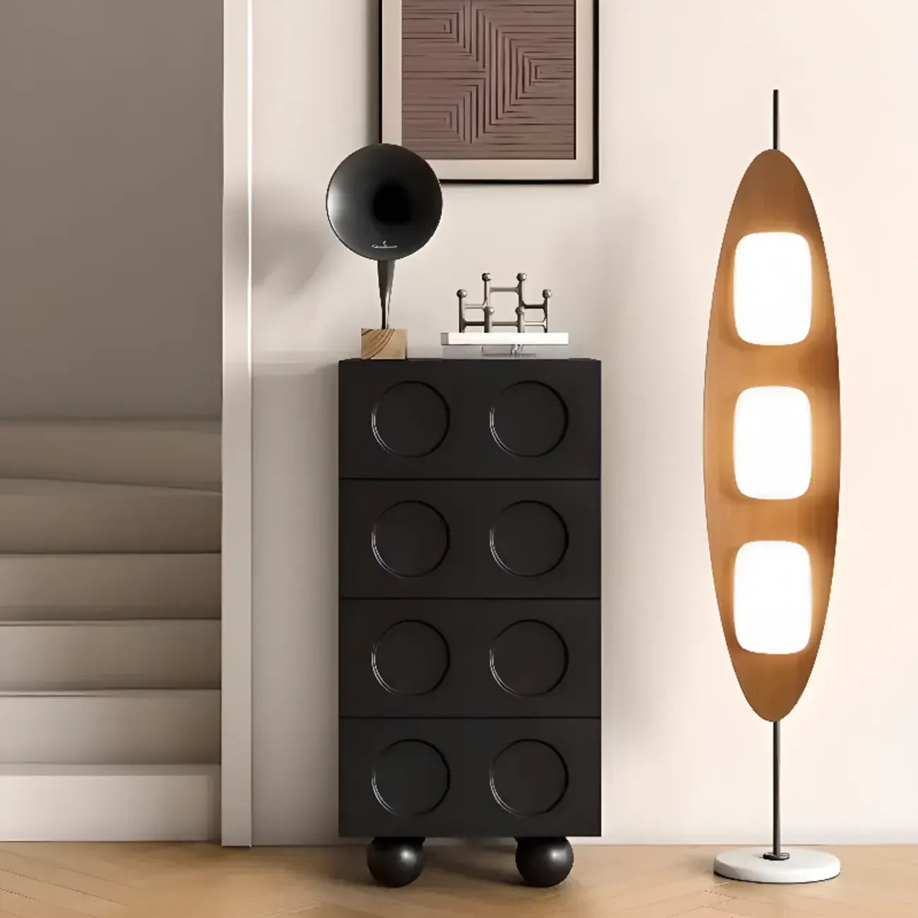 Trendy Midnight Black Lumber Storage Chest for Living Room