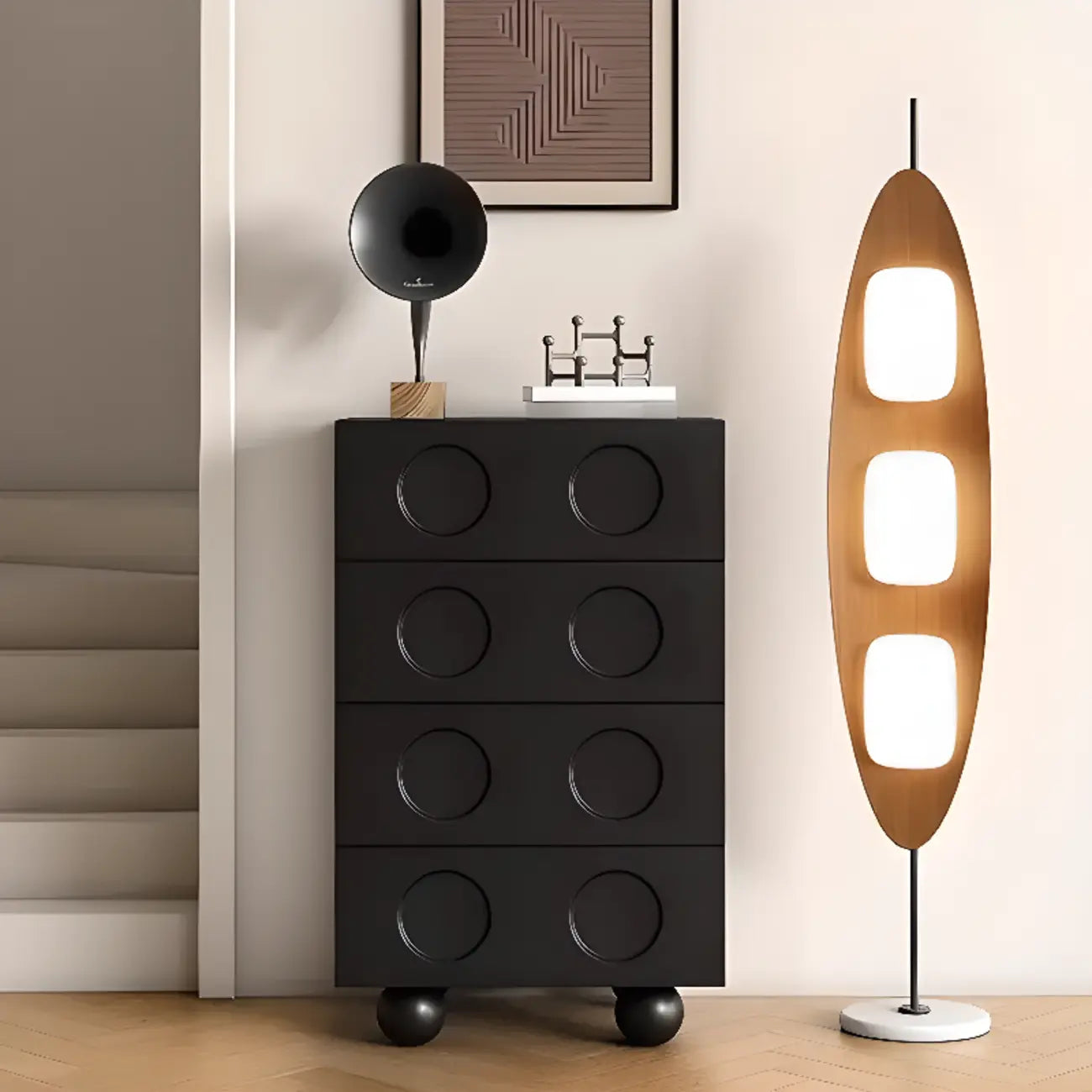Trendy Midnight Black Lumber Storage Chest for Living Room