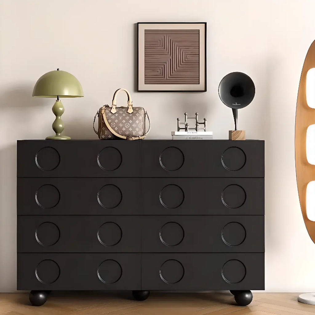 Trendy Midnight Black Lumber Storage Chest for Living Room