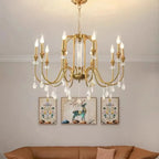 Metallic Alloy Hanging Gold Adjustable Crystal Chandelier