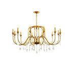 Metallic Alloy Hanging Gold Adjustable Crystal Chandelier