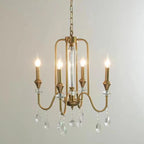 Metallic Alloy Hanging Gold Adjustable Crystal Chandelier