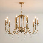 Metallic Alloy Hanging Gold Adjustable Crystal Chandelier