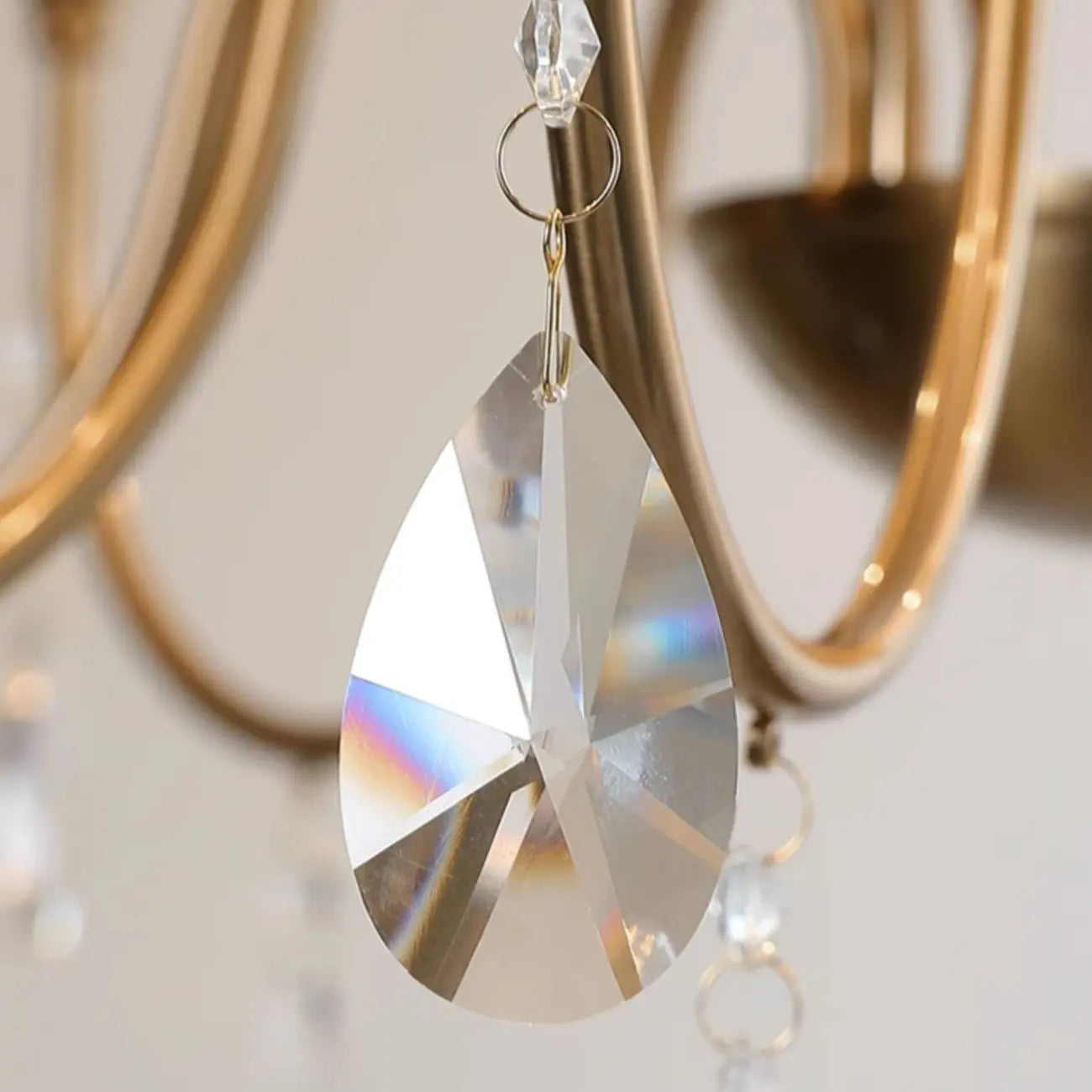 Metallic Alloy Hanging Gold Adjustable Crystal Chandelier