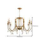 Metallic Alloy Hanging Gold Adjustable Crystal Chandelier
