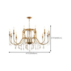 Metallic Alloy Hanging Gold Adjustable Crystal Chandelier