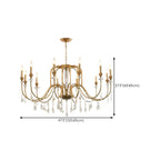 Metallic Alloy Hanging Gold Adjustable Crystal Chandelier