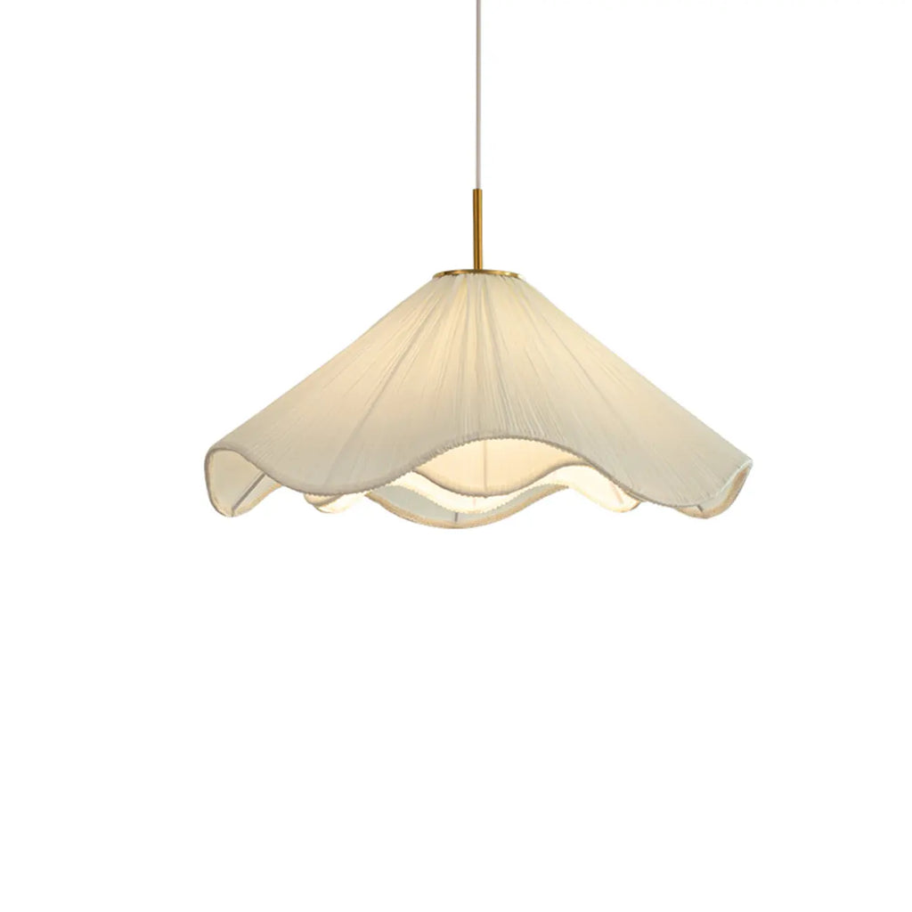 Adjustable White Fabric Flower Pendant Light Fixture for Indoor