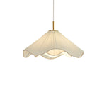 Adjustable White Fabric Flower Pendant Light Fixture for Indoor