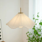 Adjustable White Fabric Flower Pendant Light Fixture for Indoor