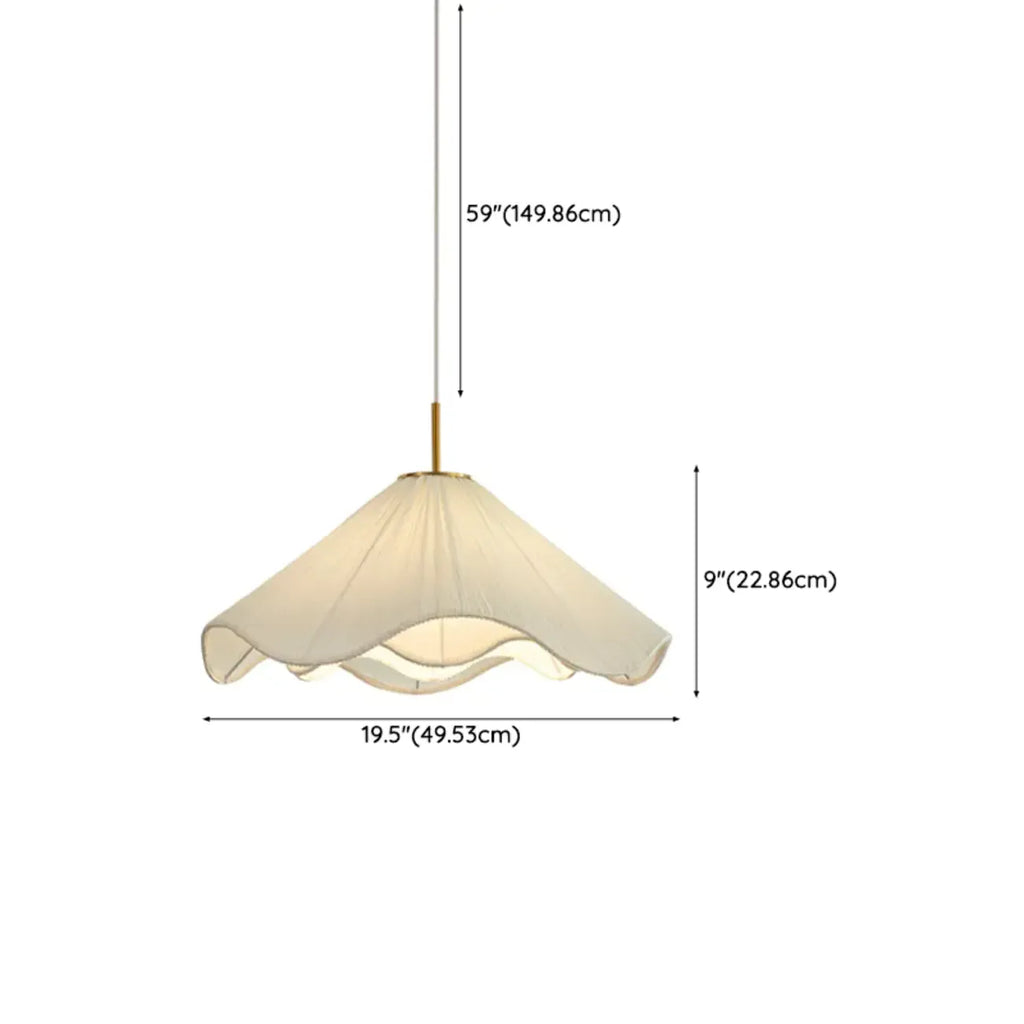 Adjustable White Fabric Flower Pendant Light Fixture for Indoor